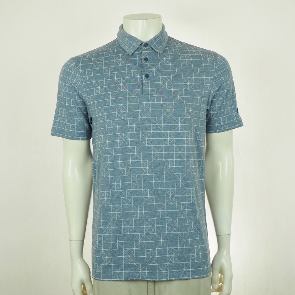 Adidas Golf Go-To Novelty Polo Shirt Mens Small Blue Preloved Ink AOP Printed
